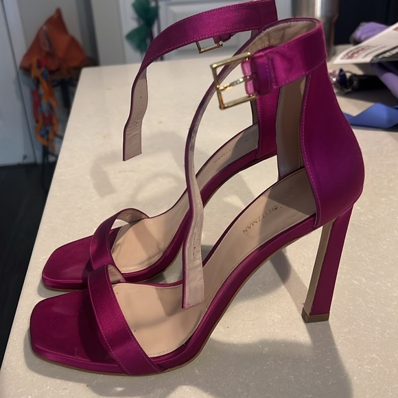 Beautiful SW grape satin sandal heels. Will send with box, worn twice - Picture 2 of 8